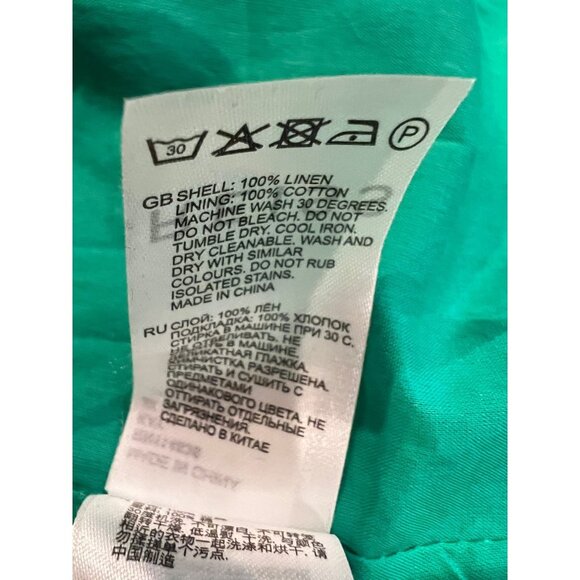 Reiss Kay Sleeveless with Pockets green Linen Dress Size 4 - Picture 10 of 11